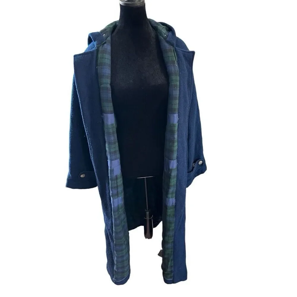 Vintage Polo Ralph Lauren Men’s S Hooded Toggle Coat, Navy Wool Twill Women’s M